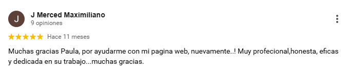 testimonios paula web diseño web para pymes y automatización con IA para tu negocio